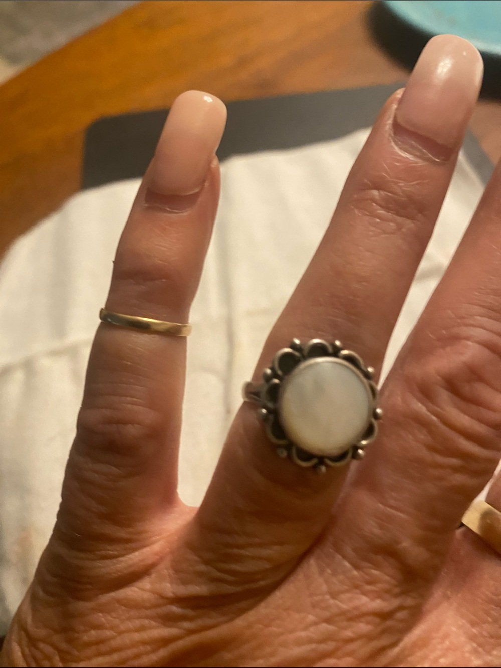 Vintage Sterling Mother Of Pearl Ring Sz 6.5